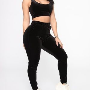 FASHIONNOVA Changing Rythyms Velvet Pant Set in Brown size XS